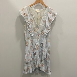 LoveShackFancy Blue Floral Mini Dress